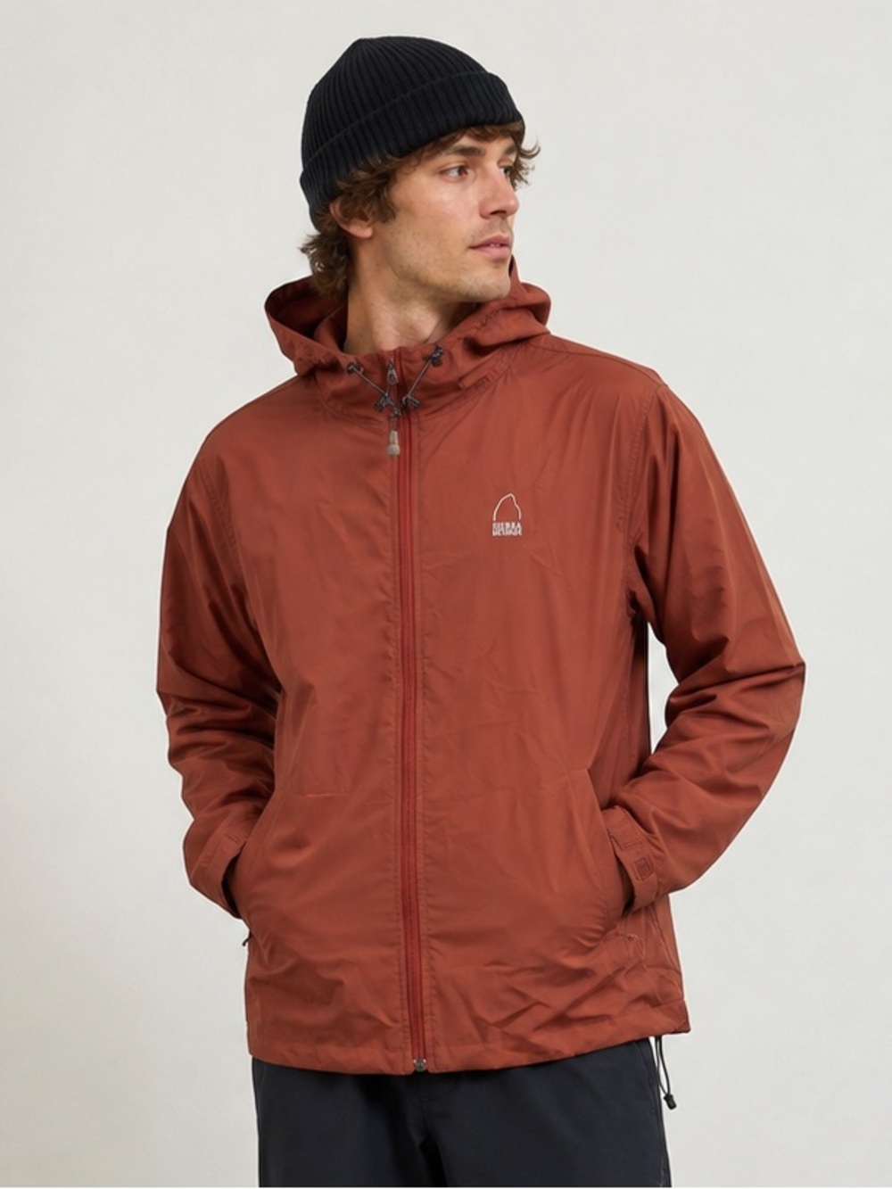 Sierra Designs Men’s XL Hooded Windbreaker Lightweight Outdoor Shell Rust